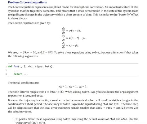 Problem 2: Lorenz equations The Lorenz equations | Chegg.com