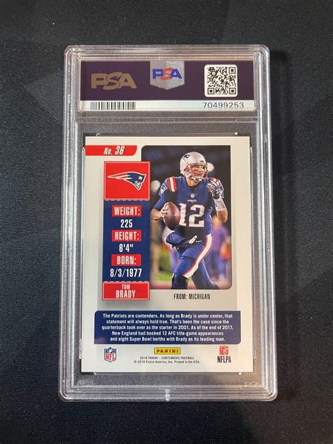 2018 Panini Contenders TOM BRADY Championship Ticket Silver 99 PSA 10