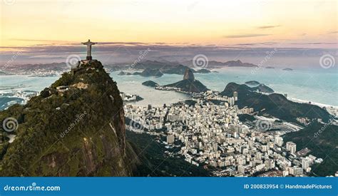 Cristo Redentor Statue in Rio De Janeiro Aerial Shot during a ...