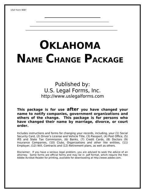 Name Change Notification Package For Brides Court Ordered Name Change