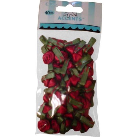 Offray Stylish Accents Small Red Ribbon Roses 40 Count