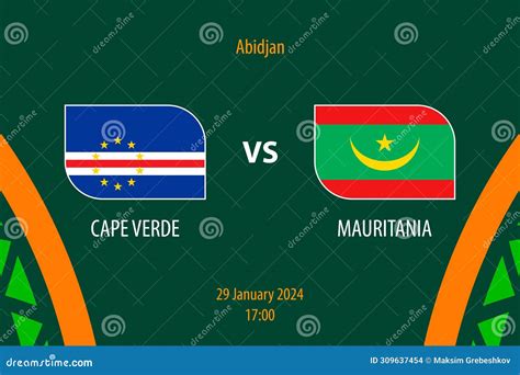 Cape Verde Vs Mauritania Soccer Scoreboard Broadcast Template Fo Stock