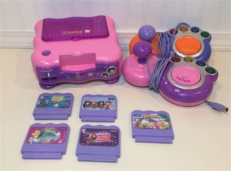 VTECH V.SMILE Preschool TV Learning System Pink 2 Controllers 5 Disney ...