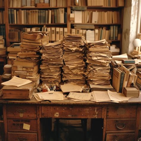 Premium Photo Stacks Of Old Books And Papers In A Library