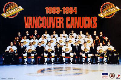 Rare VANCOUVER CANUCKS 1993-1994 Official NHL Hockey Team POSTER by ...