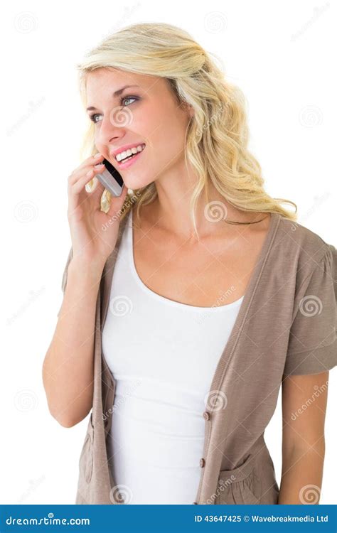 Attractive Blonde Talking On Her Smartphone Stock Image Image Of Fair