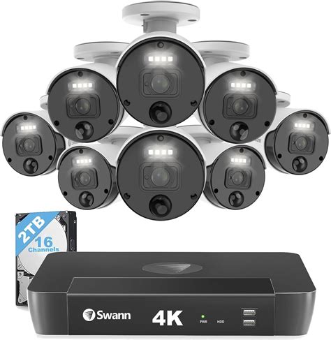 Amazon.com : Swann 4K Master Security Camera System, 8pcs PoE Bullet Cameras, 16CH Cat5e Wired ...