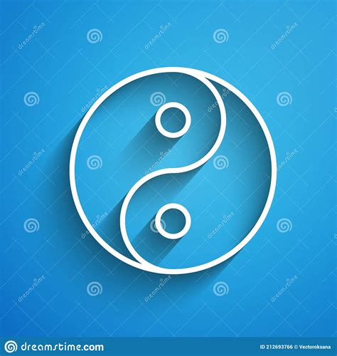 White Line Yin Yang Symbol Of Harmony And Balance Icon Isolated On Blue