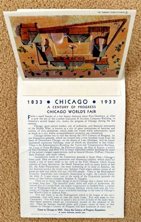 Chicago World S Fair Century Of Progress Souvenir Postcard Book Of