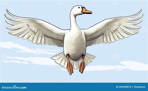 Detailed Character Illustrations: Flying Goose Clip Art with White ...