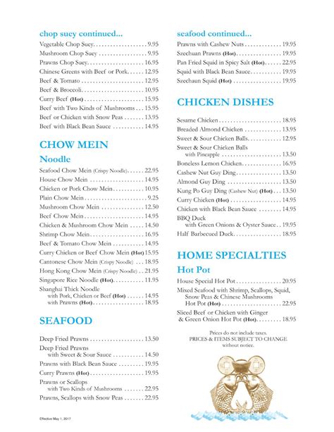 Menu At Winfield Chinese Restaurant Lake Country