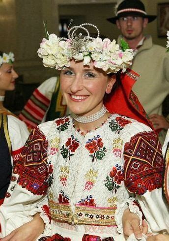 Woman In Centre Wears Costume From Village Polomka Horehronie Region