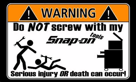 Snap-on Black Funny Tool Box Warning Stickers | eBay