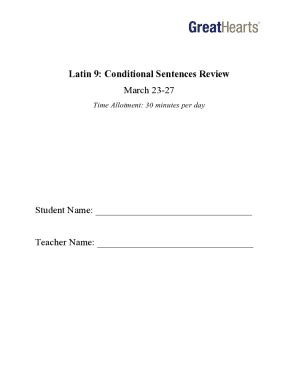 Fillable Online Latin 9: Conditional Sentences Review March 23-27 Fax Email Print - pdfFiller