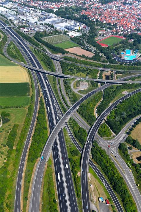 Leonberg Von Oben Autobahndreieck Abfahrt Der Bab A Dreieck