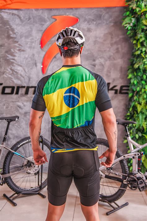 KIT PRO Conjunto De Ciclismo Masculino Camisa Brasil Tintas PRO E