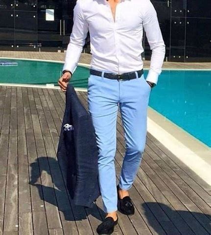 Outfits Con Pantal N Celeste O Azul Claro Para Hombre Moda Hombre