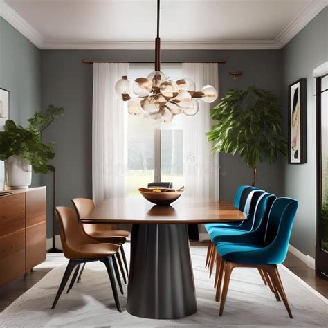 A Mid-century Modern-inspired Dining Room with Iconic Chairs, Statement ...