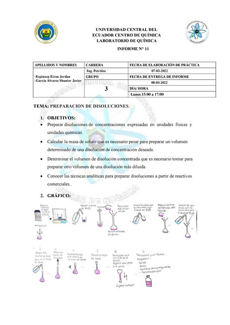 Informe P Grupo Preparacion De Disoluciones Universidad Central