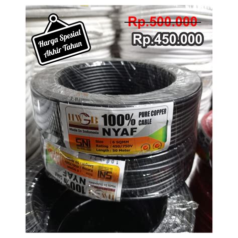 Jual Kabel Listrik Serabut Tunggal Nyaf Mm Hitam Merek Hwgb Panjang