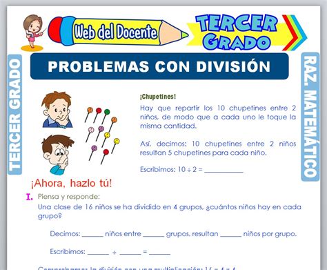 Problemas con División para Tercer Grado de Primaria