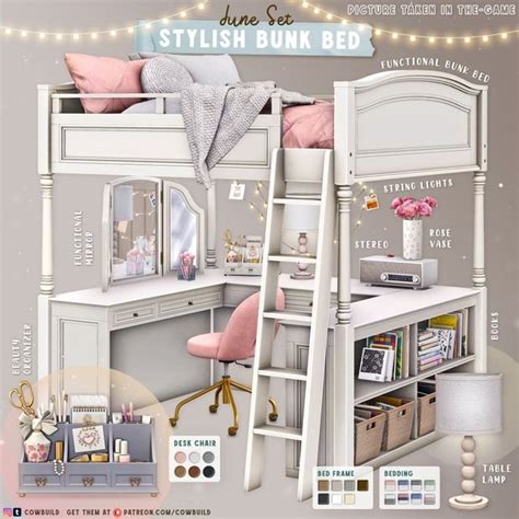 June 2024 Set 1 Stylish Bunk Bed Cowbuild In 2024 Sims 4