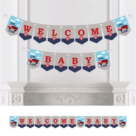 Fired Up Fire Truck Firefighter Firetruck Baby Shower Bunting Banner