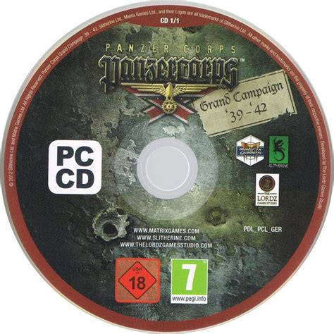 Panzer Corps Grand Campaign 39 42 Cover Or Packaging Material