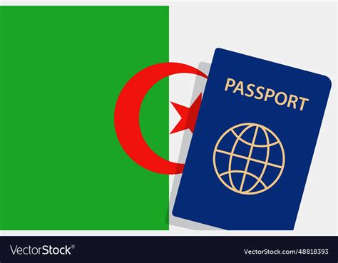 Algeria passport algerian flag background Vector Image