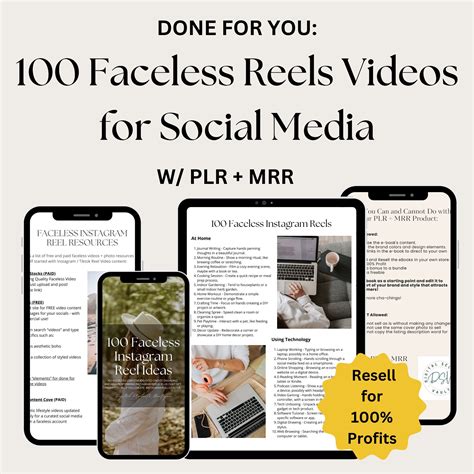 100 Faceless Reel Videos With MRR Aesthetic Instagram Tik Tok Videos