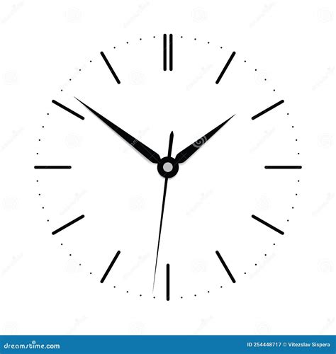 Flat Design Wall Clock Face with Hands without Numbers. Isolated on White Background, Vector ...