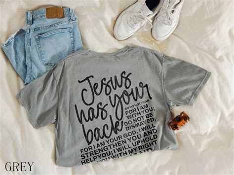 Christian Shirts Bible Verse Shirt Jesus Has Your Back Christian T ...