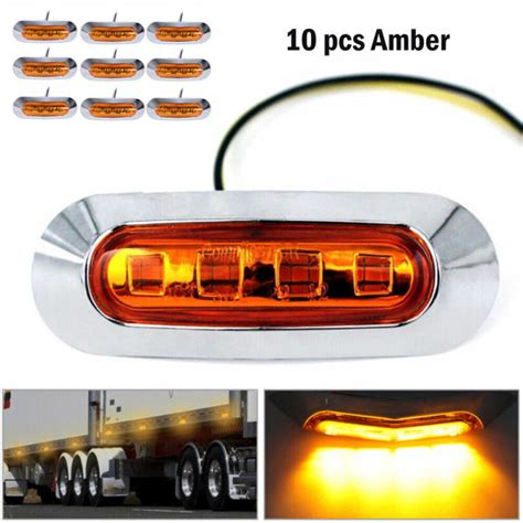 10x Amber 4 LED Sidemarkeringslys Til Bil Lastbil Trailer Pickup 12V