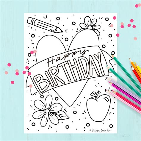 Teacher Happy Birthday Coloring Pages