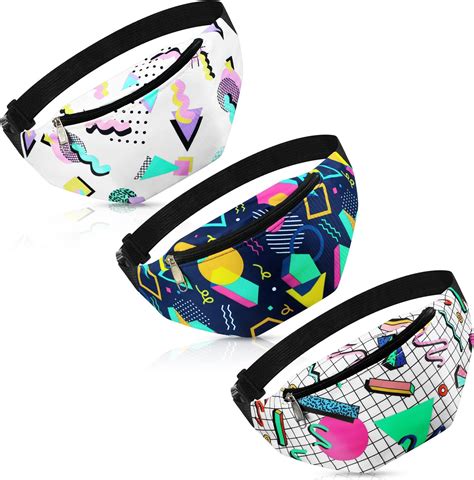 6 Pcs 80s 90s Retro Vintage Fanny Pack Memphis Fashion