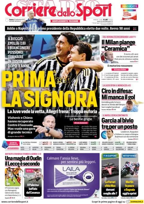 Le Prime Pagine Dei Giornali Sportivi Di Oggi Settembre Calcio