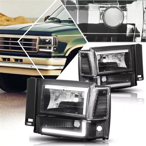 Ford Ranger 1989 1992 Juego Faros Tubo Led Fondo Negro En Venta En