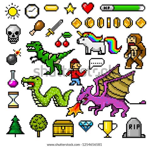 Pixel Art 8 Bit Objects Retro Stock Vector (Royalty Free) 1254656581 ...