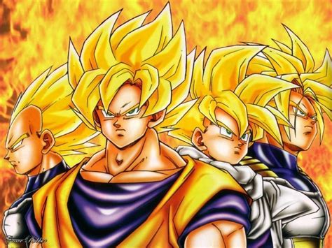 Super Saiyans Vegeta Goku Gohan And Trunks Dragon Ball Z Pinterest