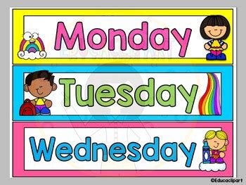 Rainbow Calendar Set By Educaclipart TPT