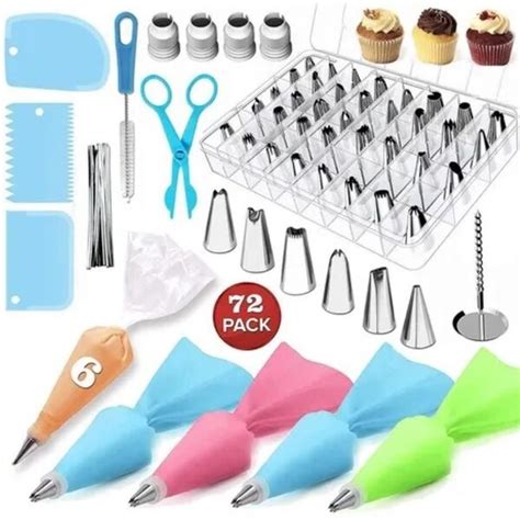 Kit Confeiteiro Completo 72 Peças Bicos Decoração Bolo Inox Lorben