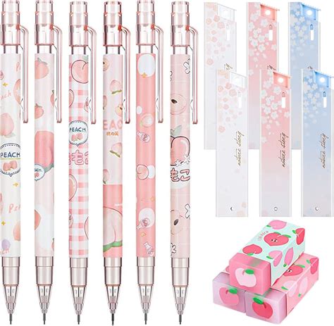 Xccj Kawaii Mechanical Pencil Set Include Peach Mechanical Pencils With