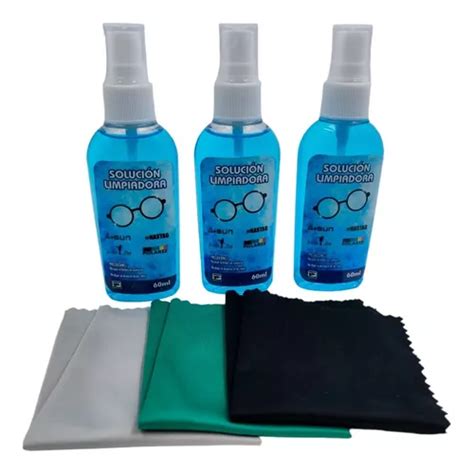 Kit Liquido Para Limpiar Lentes Pantallas Con Microfibra 3 Meses Sin