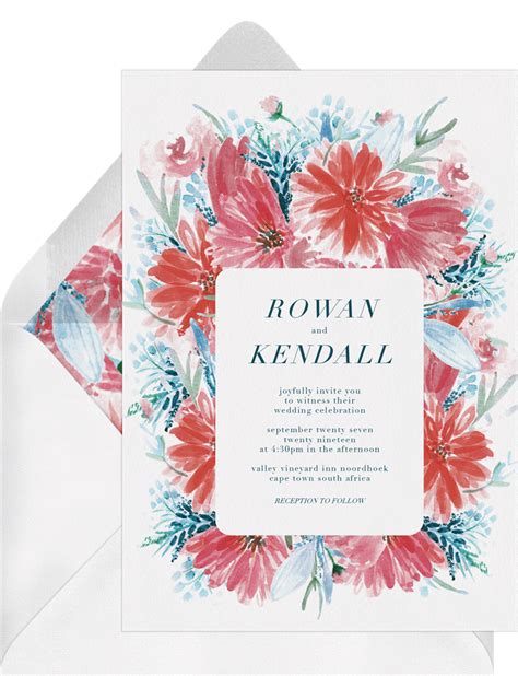 Vibrant Boho Bouquet Invitations In Red Greenvelope