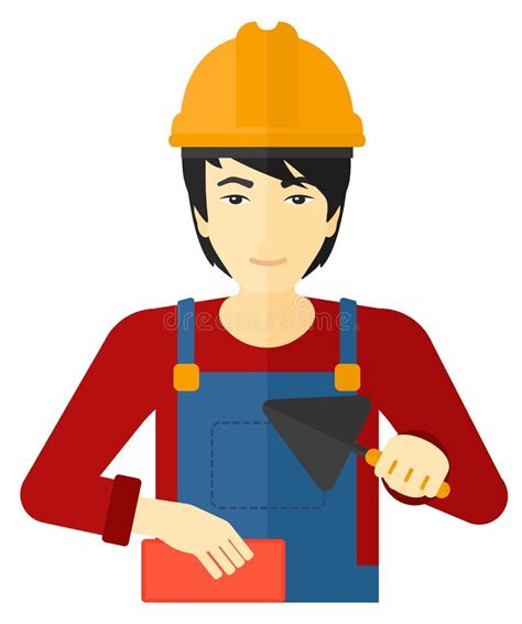 Bricklayer with smile stock vector. Illustration of book - 62790350