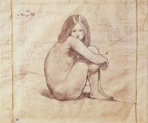 Menina Nua Sentada Desenho De Jean Baptiste Camille Corot