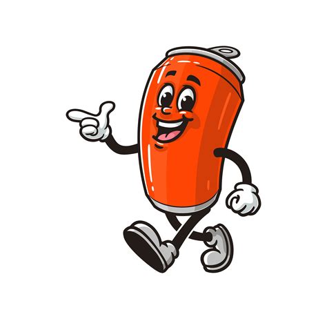 Walking Soda Can Soft Drink Can Cartoon Mascot Illustration Character