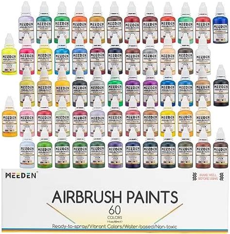 MEEDEN Juego de pintura para aerógrafo 57 colores 30 ml pinturas para