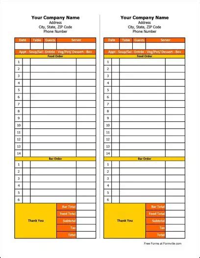 Free Waitress Order Pad Template Arts Arts