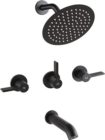 Matte Black Handle Shower Faucet Set With Tub Spout Tub And Shower